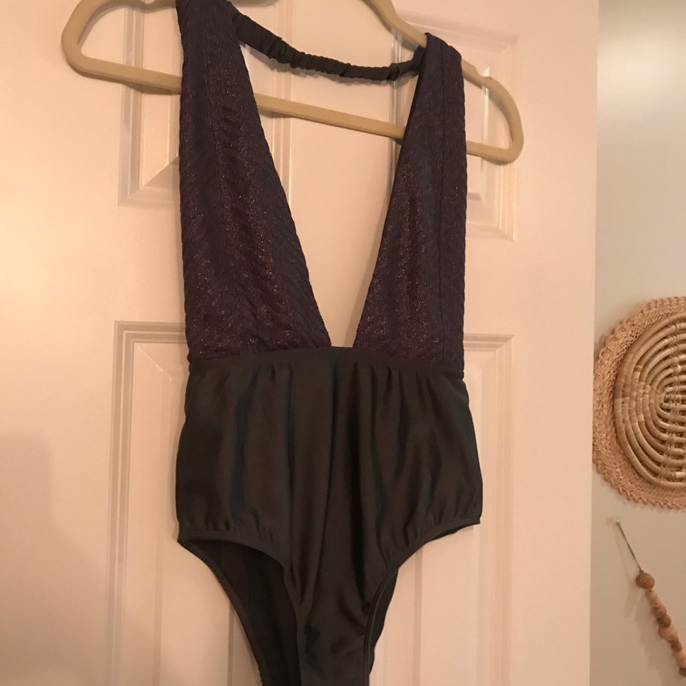 Plunging Halter Bodysuit